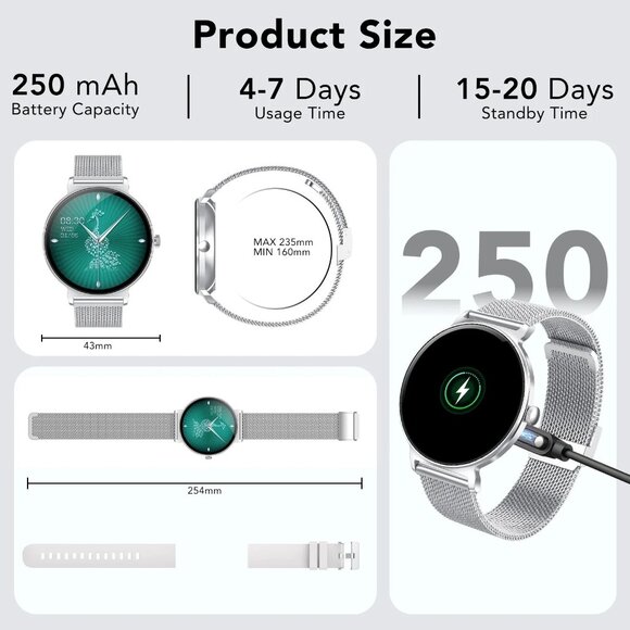 Smart Watch for Women with Bluetooth Calls, 1.27” AMOLED Thin Face Fitness Track main image 6